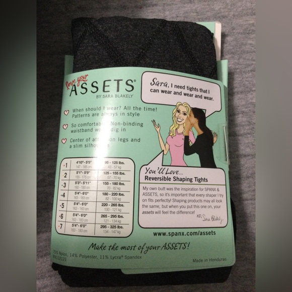 Lot of Assets by Spanx Black Reversible Shaping Tights Flipside Diamond - Picture 3 of 7